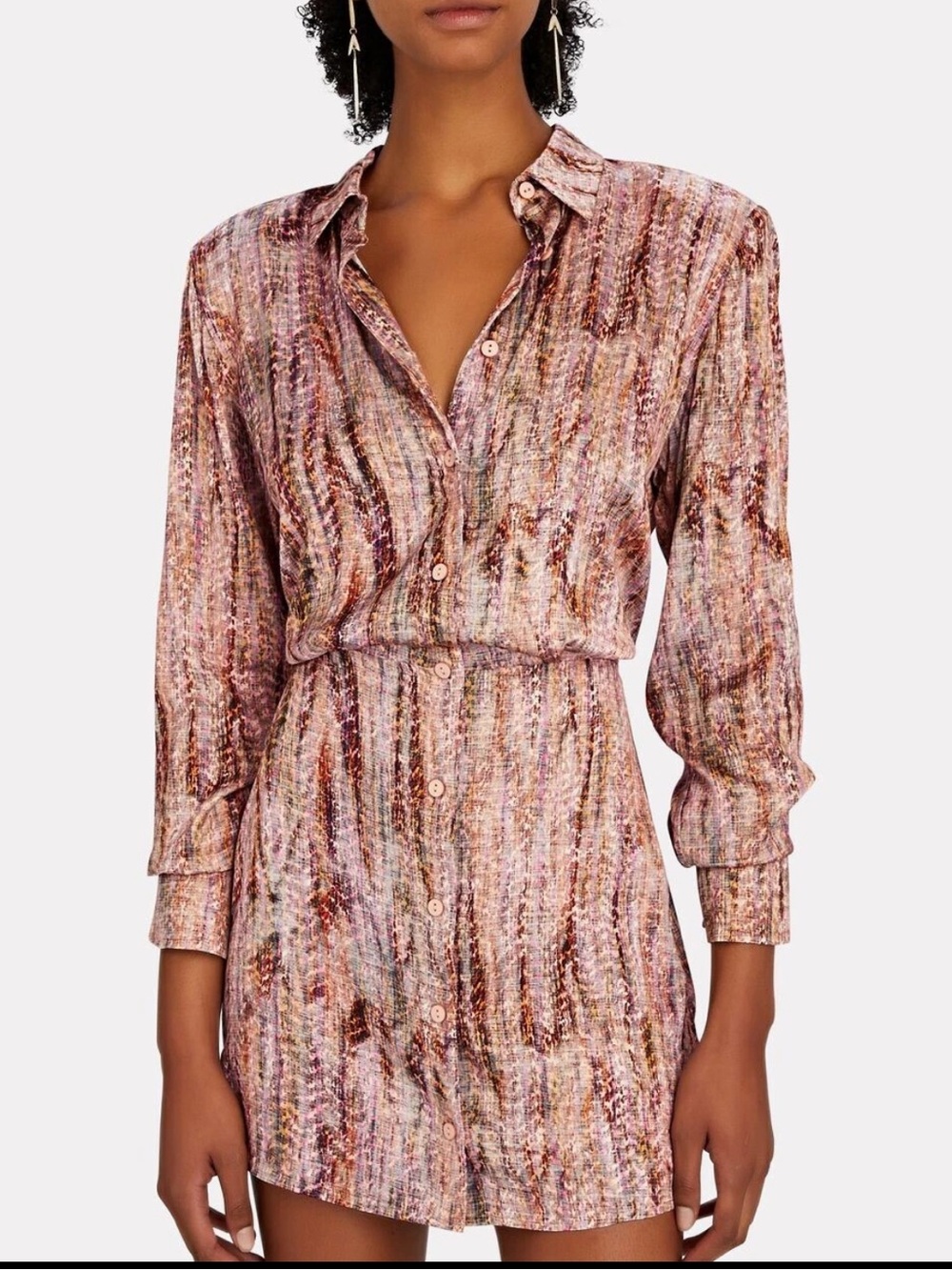 Alexis Ciandra Abstract Print Long-Sleeve Button Down Shirt Dress Sz XS